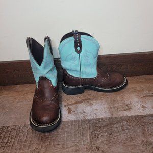 Turquoise Cow Justin Gypsy Cowgirl Boots Size 7.5